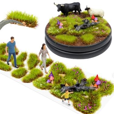 Imagem de Warmtree 1 caixa de tufos de grama estática e arbustos de planície paisagem DIY em miniatura 3D galhos de árvores e cogumelos para paisagem de trem, cenário de layout militar, modelo de guerra terreno