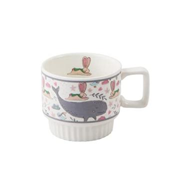 Imagem de Yalych Caneca doméstica copo de cerâmica pintado à mão coelho caneca menina xícara de café de leite doméstico copo de café da manhã xícara de café xícara de café (cor: tamanho único)