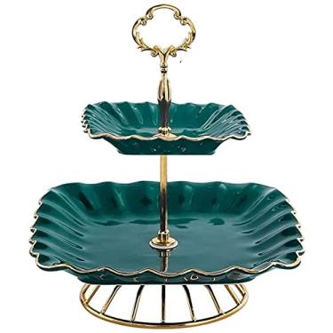 Imagem de Cesta de frutas Cestas de armazenamento para tigela de frutas, suporte de bolo de cerâmica leve e luxuoso, suporte de exibição de sobremesas multicamadas, doces e frutas, para sala de estar em casa