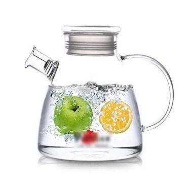 Imagem de Jarros de filtro, conjunto de jarros de água fria, jarro de grande capacidade, jarro de vidro resistente ao calor, jarro de suco doméstico 1800 ml (cor: transparente-tamanho A: 11,5 * 19 * 9 cm)