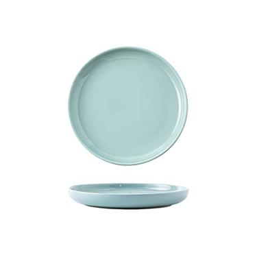 Imagem de Pratos de cerâmica para salada, massa, fruta, aperitivo/sobremesa pratos de Natal pratos de jantar de Natal - conjunto de 2 pratos de jantar roxo claro/verde claro (cor: verde claro, tamanho: 20 cm)