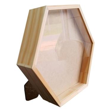 Imagem de KIAGA, Moldura Caixa Alta Hexagonal com Vidro para Quadros Quilling e Scrapbook Mais Fundo em Mdf com Suporte - 1,5x6,5 Cor:PIN