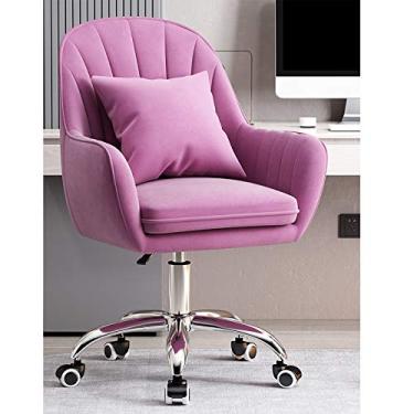 Imagem de Cadeira de escritório para jogos, cadeira de computador, cadeira executiva moderna no meio das costas para quarto de meninas, cadeira de escritório de veludo, cadeira de computador de camurça, cadeira