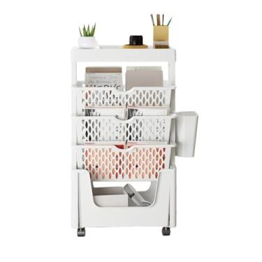 Imagem de Estante móvel de 5 níveis, estante móvel com rodas, carrinho de rodinhas multifuncional, organizador de estante, carrinho de rodinhas em camadas, grande carrinho utilitário de armazenamento para