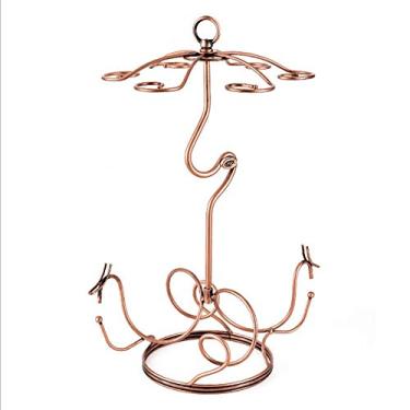 Imagem de Suporte para copos de vinho e suporte para copos de vinho de mesa estilo dragão duplo organizador de garrafa de vinho suporte de vinho independente moldura de exibição de vinho com 6 ganchos para