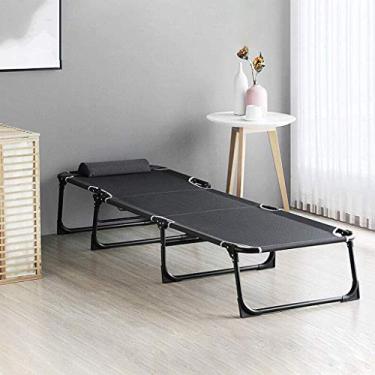 Imagem de Espreguiçadeira de jardim, espreguiçadeira, dobrável, reclinável, para escritório, simples, dobrável, cama reclinável portátil, cama dobrável de marcha, varanda, resistente à ferrugem (cor, sem