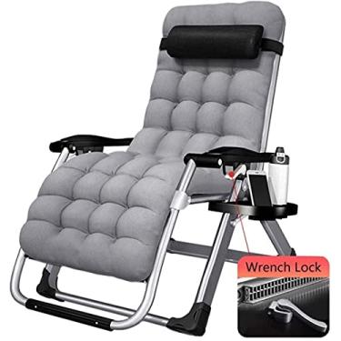 Imagem de Espreguiçadeira de acampamento, espreguiçadeira dobrável, suporte de copo, poltrona acolchoada larga resistente para piscina ao ar livre, praia, pátio, piscina, carga 150 kg/330 lbs