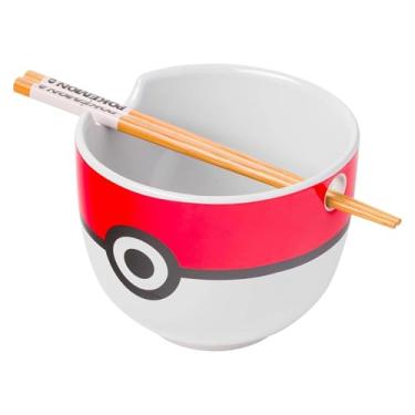 Imagem de Silver Buffalo Tigela de Ramen de Cerâmica Pokemon Pokeball com Hashis
