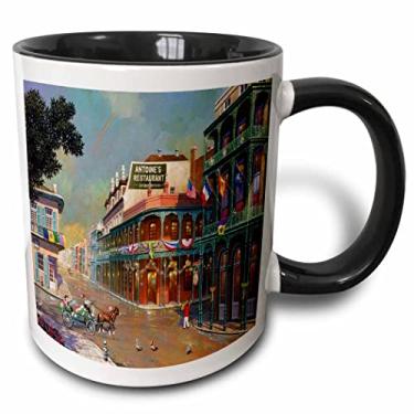 Imagem de 3dRose mug_80505_4" Old New Orleans Painting" Caneca preta de dois tons, 325 ml, multicolorido