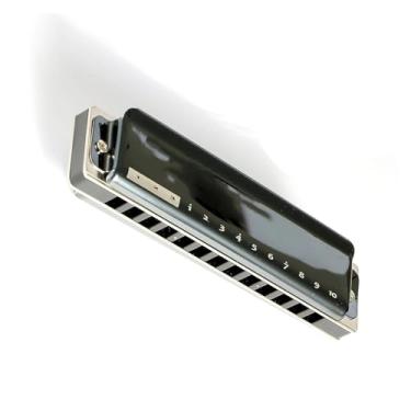 Imagem de Gaita profissional 13 buracos baixo blues gaita diatônica harpa instrumento palheta material de capa de aço inoxidável (cor: G)