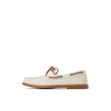 Imagem de Sperry Sapato náutico masculino autêntico original com 2 furos, Couro branco, 41