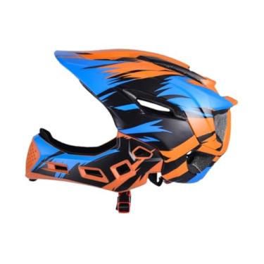 Imagem de rockible Capacete de bicicleta infantil, respirável, destacável, moderno, capacete para meninos e meninas, para esportes ao ar livre, skate, Laranja Azul Preto