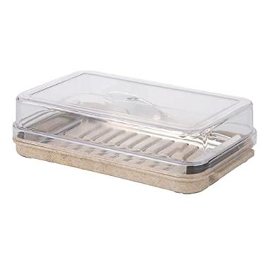 Imagem de Phefop Recipiente Cortador de Manteiga de Aço Inoxidável, Plástico Com Tampa Transparente para Fácil Armazenamento de Queijo e Uso na Cozinha (Caixa de corte de grade de manteiga (fundo de)