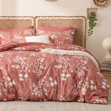 Imagem de Conjunto de edredom Bedsure Dusty Pink King com 7 peças  Floral