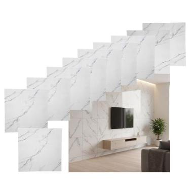 Imagem de Placa Adesiva Autocolante Marmore Falso Kit 10 Uni Papel De Parede Dec