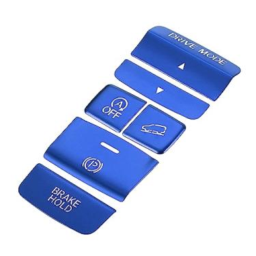 Imagem de VekAuto 6 peças de console central de carro freio de mão eletrônico modo de acionamento interruptor capa guarnição compatível com Honda CR-V 2023, liga de alumínio durável azul