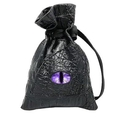 Imagem de Bolsa de dados com cordão, couro PU, DND, bolsa de dados, tarôs, cartões oráculos, bolsa de armazenamento para presente, moedas, acessórios de joias - olho roxo claro