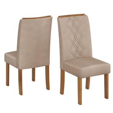 Imagem de Cadeira De Jantar Estofada Ayla Conjunto Com 2 Cadeiras Freijó/veludo Creme - Dj Móveis