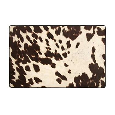 Imagem de ZERAOKE Tapete marrom de couro bovino 8 x 1,5 m, tapetes de área de fazenda para sala de estar, decorativo, lavável, antiderrapante, tapetes modernos e macios para quarto, sala de jantar, sala de