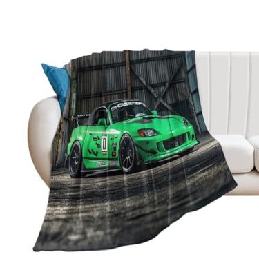 Imagem de HouLaiZhe Cobertor Super Macio Flanela Carro Esportivo S2000 JDM Antigo Armazém Leve Cobertores de Refrigeração para Sofá-Cama Cadeira Sofá Carro Viagem ao Ar Livre Leve Quente 127 cm x 152 cm