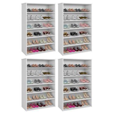 Imagem de Kit 04 Armários Multiuso Sapateira Laís 5 Prateleiras Branco - Desk De