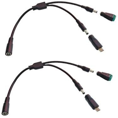 Imagem de Conjunto divisor de energia DC, adaptador fêmea de 2,1 x 5,5 mm para macho duplo, conector de alimentação USB-C, bloco de terminais de parafuso para distribuição de energia, 2 conjuntos