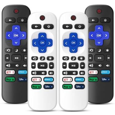 Imagem de (Pacote com 4) Controle remoto de substituição apenas para Roku TV, compatível com todos os TCL/Hisense/Onn/Sharp/Philips/(não para Roku Stick, caixa ou alto-falante) (Obsidian Black & Glacier White)