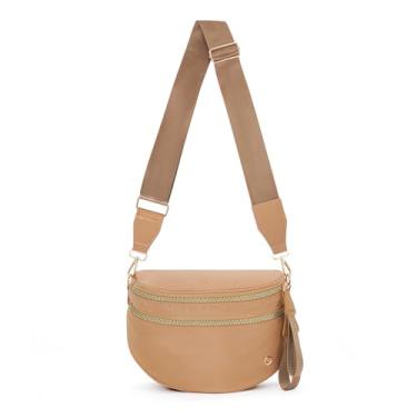 Imagem de Bolsa transversal espaçosa de nylon, cor pura, bolsa tiracolo para mulheres, carteiras, bolsas espaçosas, Marrom claro puro