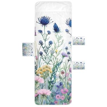 Imagem de STAYTOP Capa de toalha para espreguiçadeira de flores de ervas, capa de espreguiçadeira macia, capas de cadeira de praia com bolsos para jardim ao ar livre, pátio, pátio, banhos de sol, gramado, 215 x