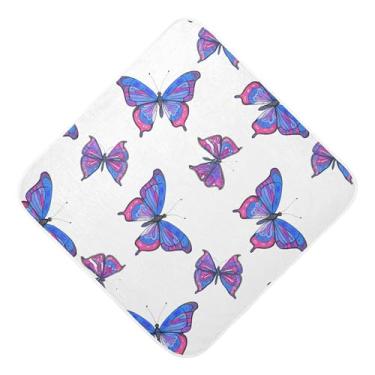 Imagem de Burbuja Toalha de banho Butterflies Baby - Toalha com capuz de musselina macia e absorvente para recém-nascidos e bebês, 76 x 76 cm