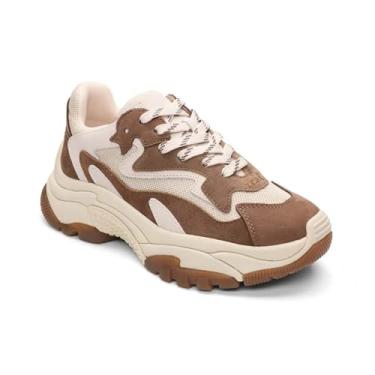 Imagem de ASH Tênis feminino Addict Chunky Dad – Sapatos modernos com cadarço com sola acolchoada e cabedal de malha respirável para conforto, Fandango/Talco, 7.5-8