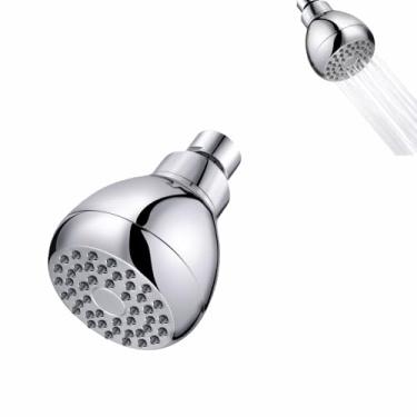 Imagem de RyanDesign Chuveiro de alta pressão, cromado de 7 cm, rotação de 360° com bocais de silicone autolimpantes, junta esférica de latão ajustável, montagem moderna na parede, taxa de fluxo de 2,5 GPM