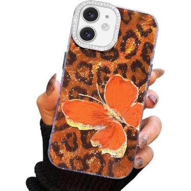 Imagem de I-MGAE-IN-AR Capa compacta para iPhone 11 com design de borboleta, moldura de proteção de lente de câmera de diamante 3D, capa protetora de TPU macia e macia à prova de choque para mulheres estampa de