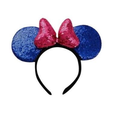 Imagem de Tiara De Pelúcia Mickey Mouse Minnie Com Laço De Poá, Ornamento De Cab