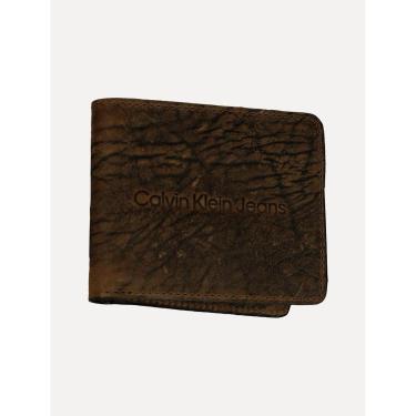 Imagem de Carteira Calvin Klein Jeans Couro Basic Paquiderme Marrom-Masculino