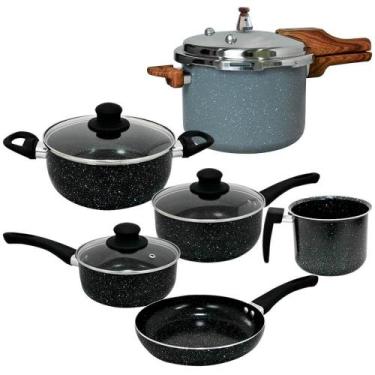 Imagem de Kit Panelas E Panela Pressão Indução Cerâmica Berlim 6 Peças - Hauskra