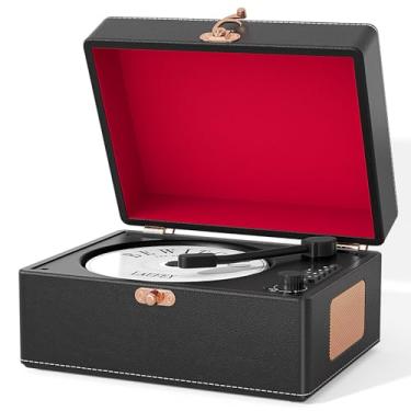 Imagem de Leitor de CD portátil, Bluetooth, caixa de música Time, leitor de CD retrô rosa para reprodutor de música doméstica, bateria recarregável e alto-falantes embutidos, reprodução USB e AUX, presente de