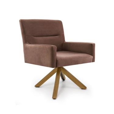 Imagem de Poltrona para Sala de Estar Veludo Giratória Angel Canela