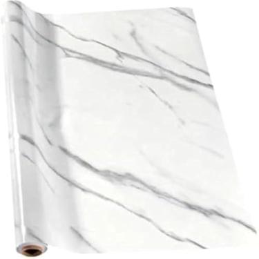 Imagem de Papel de parede decorativo branco com efeito de marmore, Elegante
