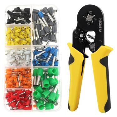 Imagem de Kit de ferramentas de crimpagem de virola AWG23-7 Kit de ferramentas de crimpagem de fio Conjunto de alicate de crimpagem de catraca autoajustável com 400 peças terminais de fio terminais terminais de