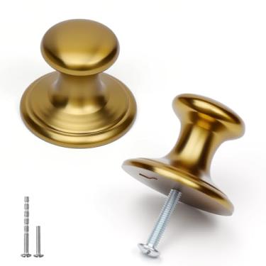 Imagem de YAGU Pacote com 10 maçanetas de armário de cozinha bronze champanhe 4 cm grande base sólida puxador de gaveta cômoda bronze mel ferragens modernas puxadores de ouro escuro para armário armário