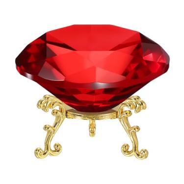 Imagem de PATIKIL Peso de papel de cristal de diamante, peso de papel de cristal de 100 mm / 3,94" com base de metal dourado 25 para decoração de mesa de escritório em casa, enfeites de festa de casamento