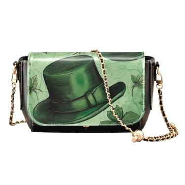 Imagem de Bolsa de ombro feminina de Natal com borboletas e flocos de neve, bolsa de ombro de couro ajustável com alça, Chapéu de Dia de São Patrício e quatro folhas-1, One Size