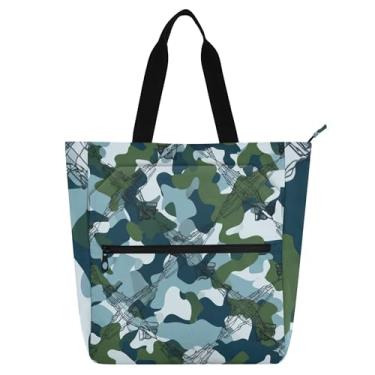 Imagem de Bolsa de trabalho feminina azul ártico camuflada, lona, praia, livros, zíper, bolsas para professores, presentes para amantes de livros