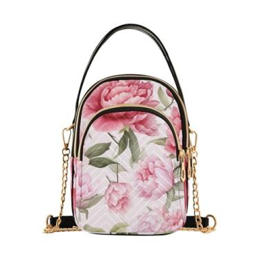 Imagem de Bolsas de ombro florais femininas transversais, bolsas para mulheres, bolsa tiracolo pequena, bolsa transversal de verão, Flor de peônia rosa - 3, One Size