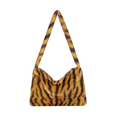 Imagem de Bolsas femininas Cat Pirate, bolsas de ombro, bolsas de livros para mulheres, bolsas de outono, Textura abstrata de pele de tigre amarela, One Size