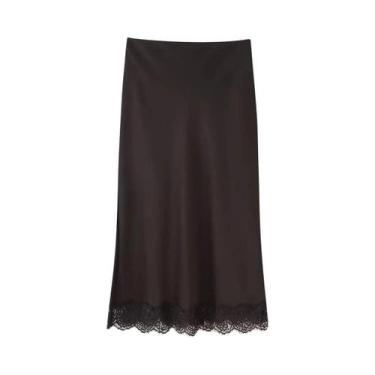 Imagem de Conjunto De Top E Saia De Cetim Com Renda Para Mulheres, Vestido De Go