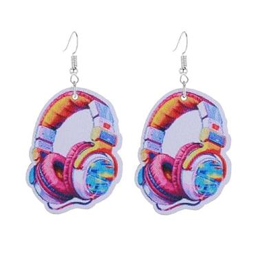 Imagem de Brincos de neon retrô anos 60, 70, 80, para mulheres, engraçados, criativos, sapatos de patinação, brinco de bola de discoteca, brincos de acrílico rosa choque, brincos retrôs, acessórios de fantasia