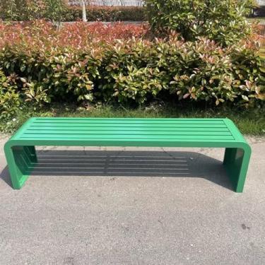 Imagem de LOERSS Banco de costas nuas ao ar livre, banco de jardim, banco de pátio, cadeira de parque, para frente, varanda, gramado, quintal (tamanho: 120 cm/47 pol, cor: verde)