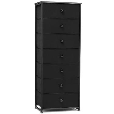 Imagem de Crestlive Products Cômoda alta, torre de armazenamento de tecido de 7 gavetas, cômoda - Unidade organizadora vertical para quarto, corredor, entrada, berçário, armários - estrutura de aço, topo de